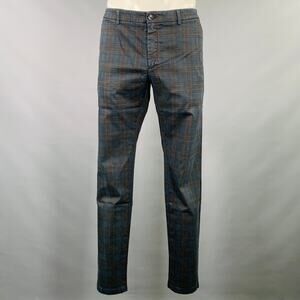 DEPARTMENT FIVE Size 35 Navy Burgundy Plaid Cotton Blend Casual Pants